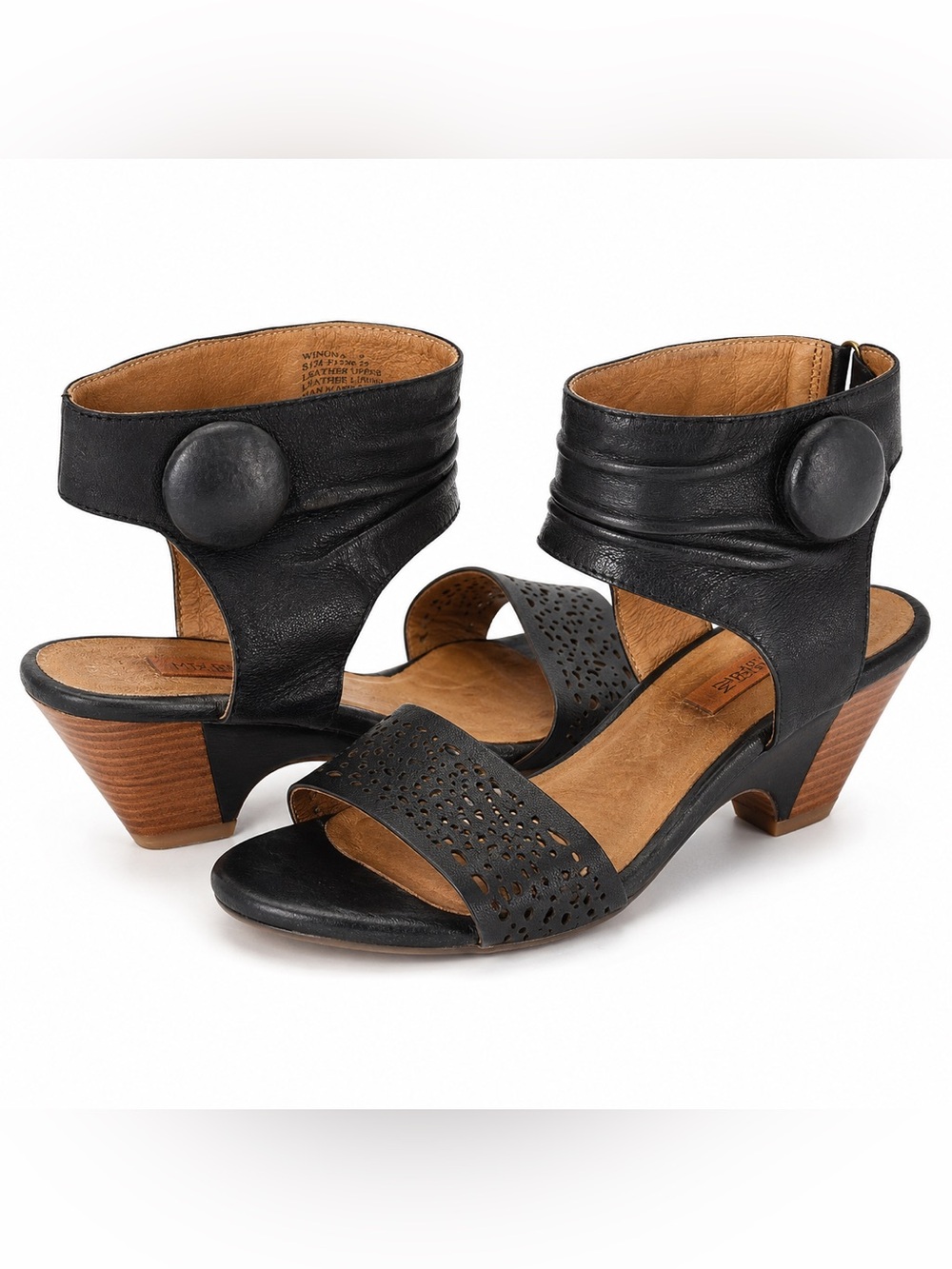 Miz Mooz Black Leather Wedge Sandals – Size 9